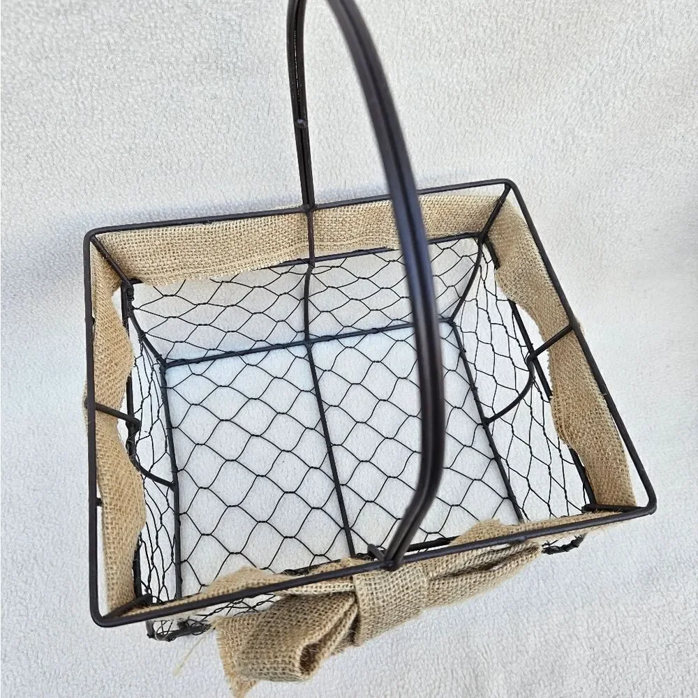 Large Bronze Metal Basket With Handle